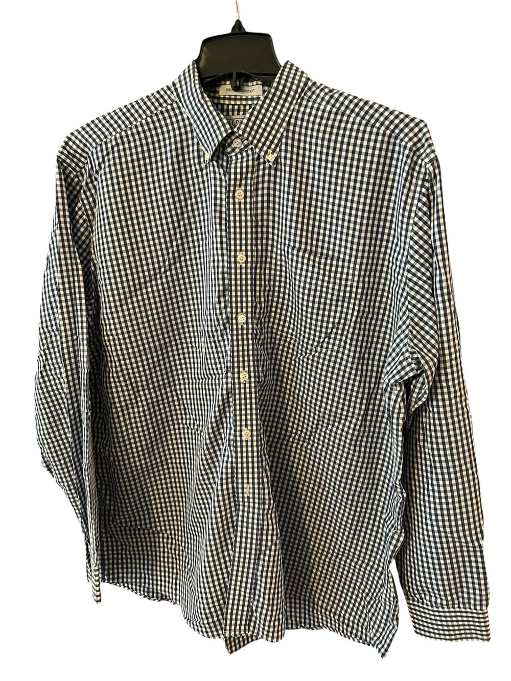 Men's L.L. BEAN Navy & White Gingham Button-Down Shirt